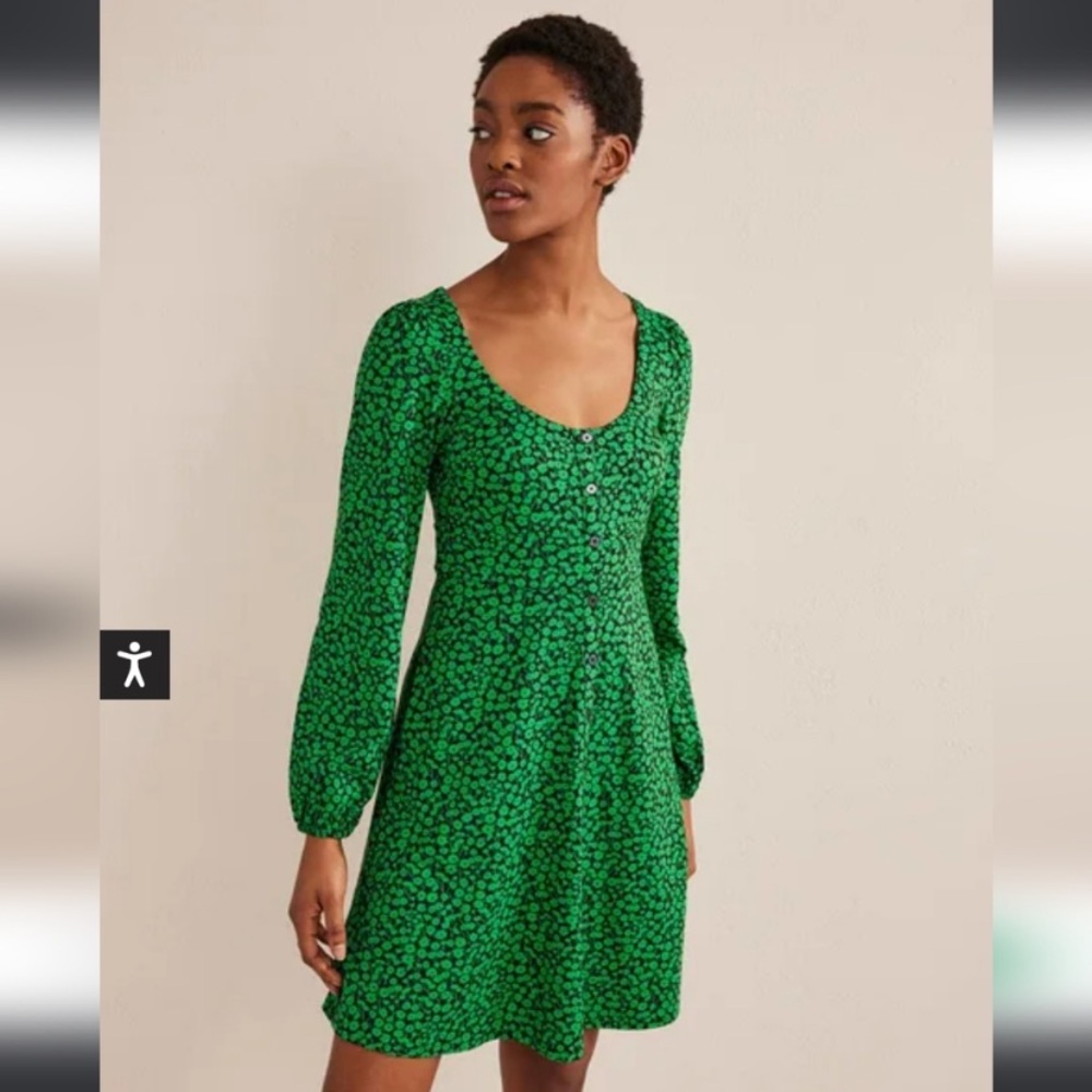 Boden Green Floral Women's Dress Size 16-18L